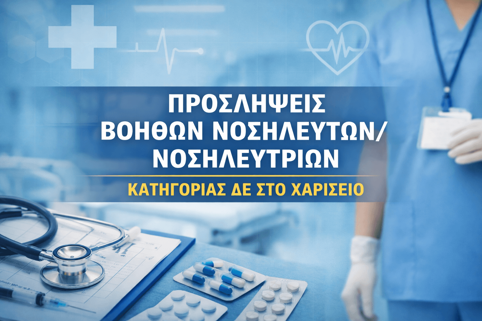 Προσλήψεις Βοηθών Νοσηλευτών/ Νοσηλευτριών κατηγορίας ΔΕ στο Χαρίσειο